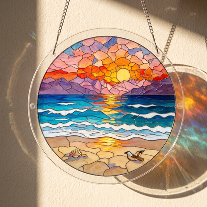 Beach Sunset Puzzle Suncatcher Kit