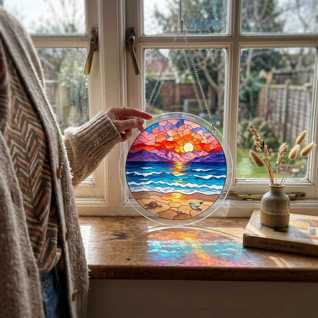 Beach Sunset Puzzle Suncatcher Kit