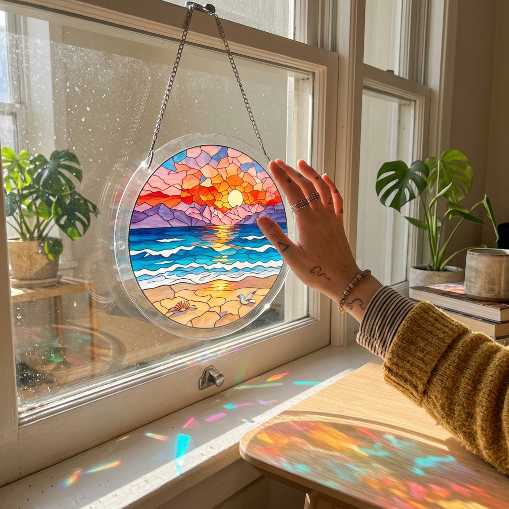 Beach Sunset Puzzle Suncatcher Kit