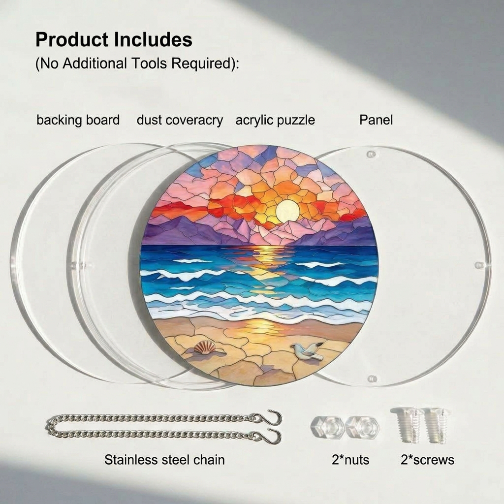 Beach Sunset Puzzle Suncatcher Kit